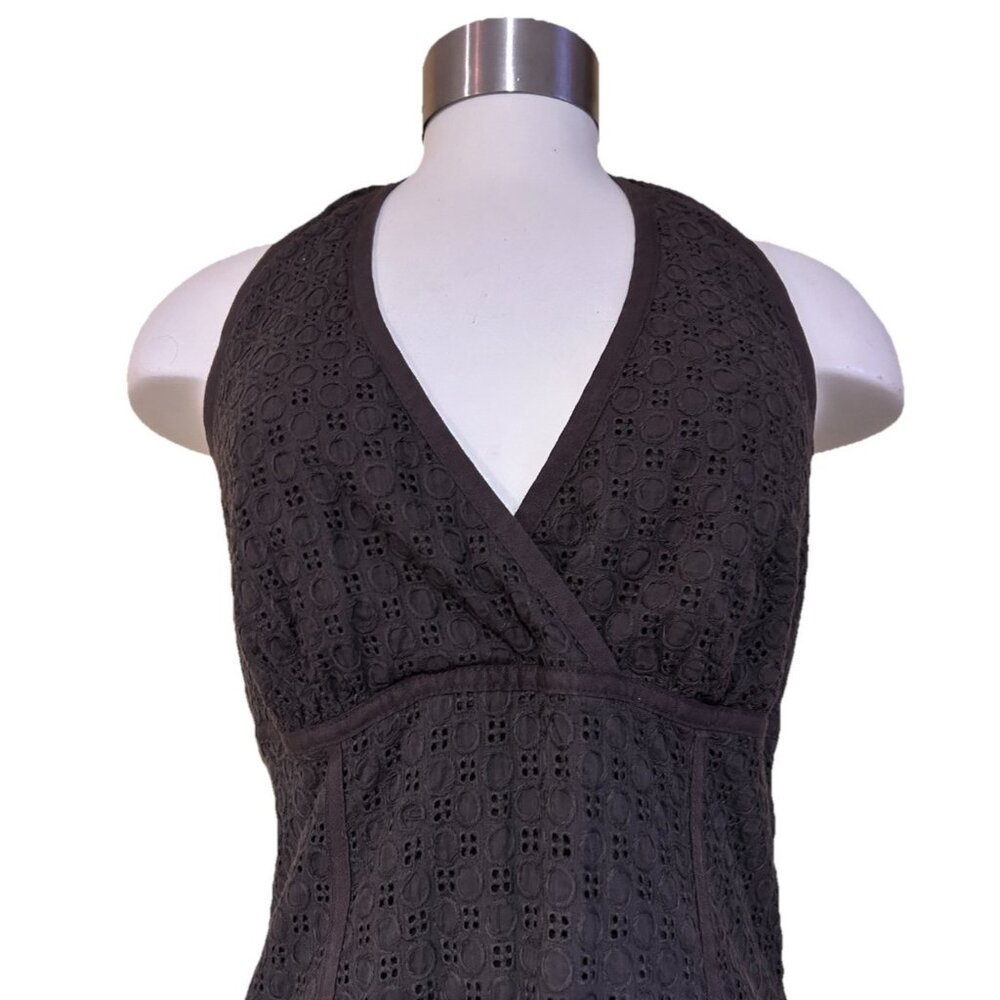 Liz Claiborne Dress Petite Brown Eyelet Lace Cotton Dress Size 12 Petite - Picture 3 of 8